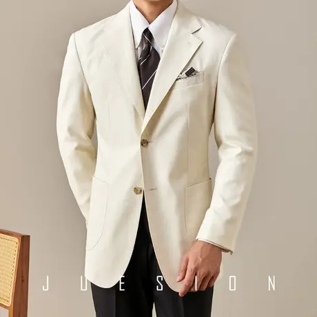 【透气亚麻混纺】JUESION 薄款西服男春夏季休闲商务纯色男士西装图片