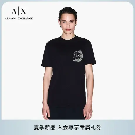 ARMANI EXCHANGE/阿玛尼2025夏季新款男士全棉宽松圆领刺绣T恤商品大图