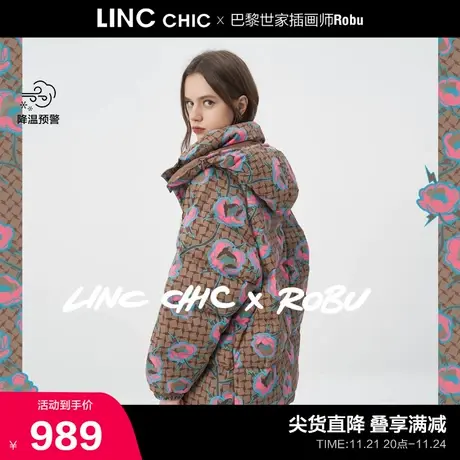 LINCCHIC金羽杰羽绒服女设计师联名中长款羽绒服女冬季Y22803601商品大图