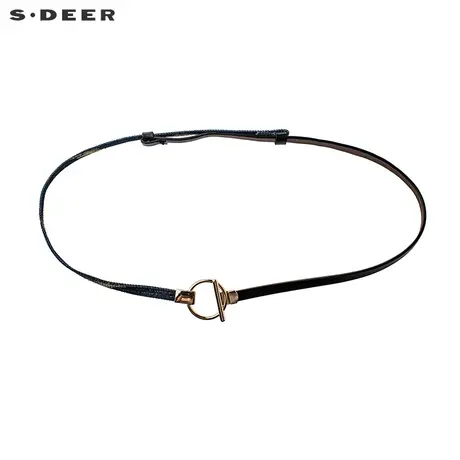 sdeer 圣迪奥时尚金属涂层牛仔布绳皮革环扣腰带S18284425图片