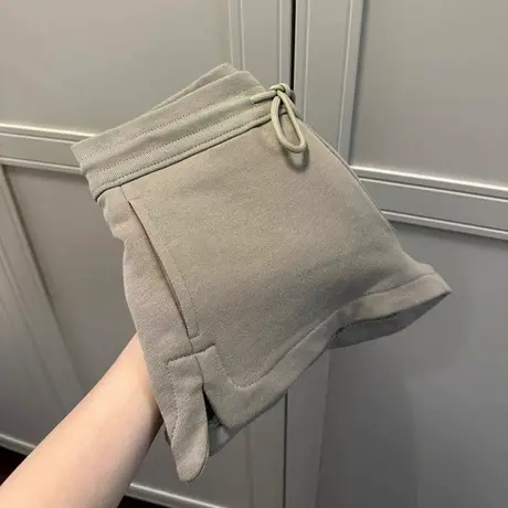 美式休闲运动短裤女夏季居家外穿设计感小众高腰抽绳阔腿辣妹热裤商品大图