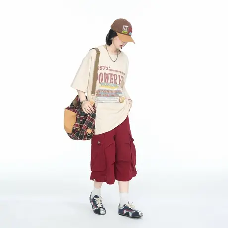 YEP美式复古字母印花短袖T恤女夏季情侣款宽松休闲百搭半袖上衣潮商品大图