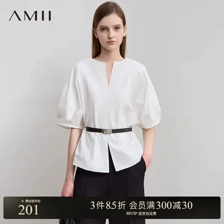 AMII【法式气质通勤衬衫】气质商务通勤衬衣显瘦衬衫女配送皮带商品大图