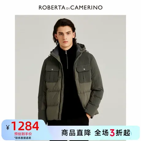 【白鹅绒】ROBERTA诺贝达冬季新品时尚休闲拼接连帽羽绒服外套男图片
