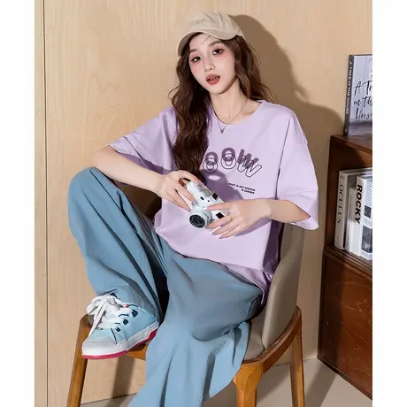 【史努比联名款】唐狮新款短袖T恤女夏圆领时尚纯棉宽松女装官方图片