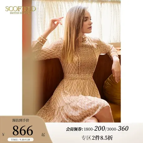 Scofield女装秋季新品小个子法式优雅碎花优雅收腰显瘦连衣裙图片