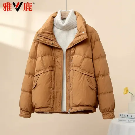 雅鹿2024新款羽绒服女短款宽松冬季加厚特价休闲冬季女款立领外套商品大图