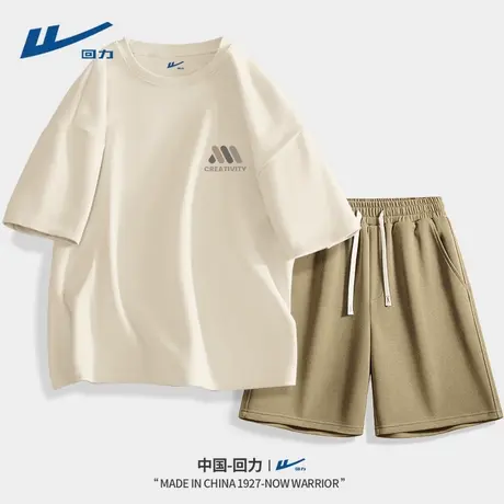 回力男士夏季套装2025新款国风复古一整套男生运动休闲衣服男款D图片