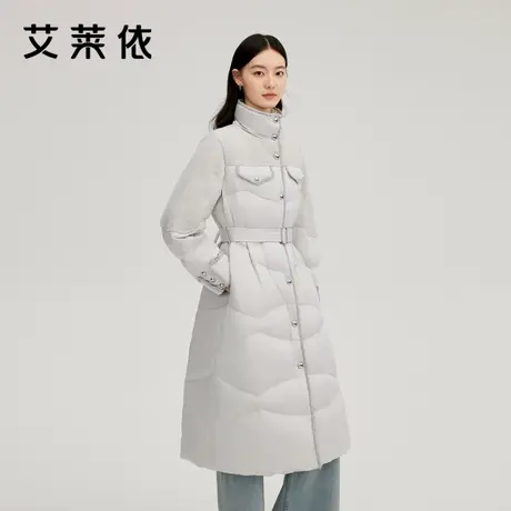 艾莱依收腰羽绒服女新款长款大衣气质时尚外套轻奢保暖高级鹅绒服商品大图