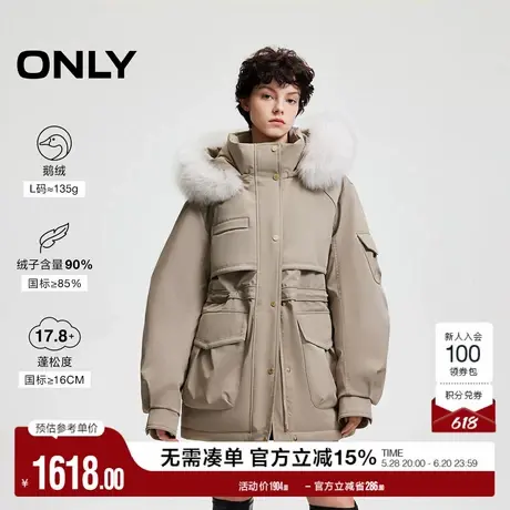 ONLY奥莱冬季90白鹅绒工装风毛领派克羽绒服女商品大图