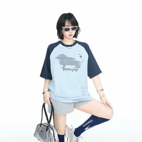 美式潮牌纯棉短袖T恤女2025夏季新卡通印花宽松休闲情侣半袖上衣图片