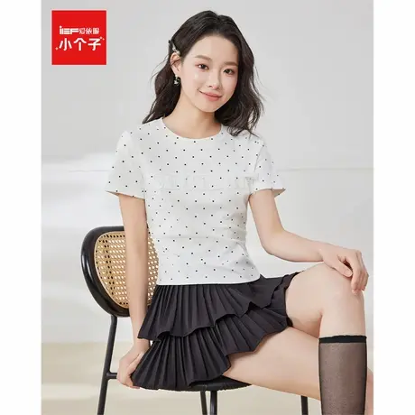IEF/爱依服短袖上衣2025夏季新款法式温柔小女人气质百搭波点T恤图片