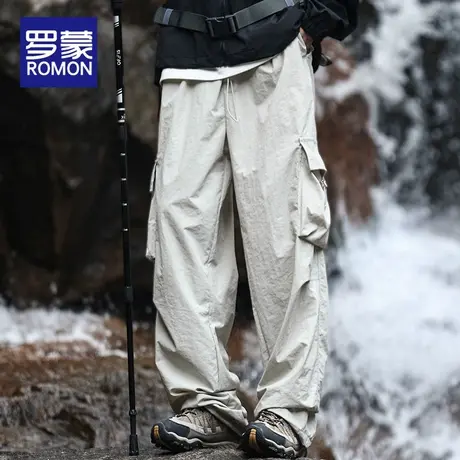 罗蒙冲锋运动裤子男士夏季薄款直筒运动工装裤宽松阔腿休闲冰丝裤图片