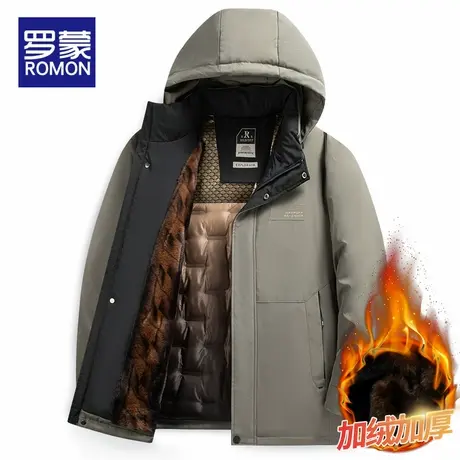 【可脱卸帽】罗蒙爸爸冬装加厚棉衣防风保暖中年男士冬季棉服外套图片