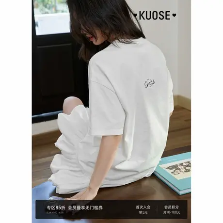 阔色短袖t恤宽松白色半袖2025初夏季休闲慵懒穿搭新款女漂亮上衣图片