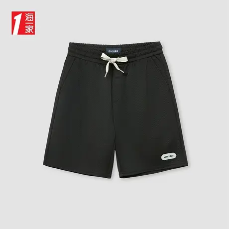 海一家简约抽绳五分裤2025夏季新款基础百搭青年男士休闲中裤图片