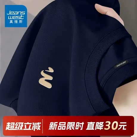 GV真维斯潮牌纯棉t恤男秋季美式长袖打底衫男款oversize圆领内搭C图片