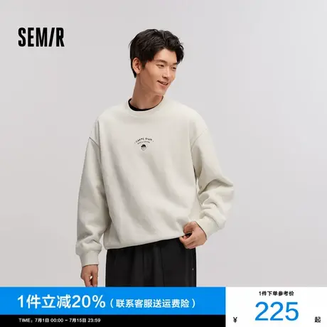 [商场同款]森马卫衣男印花刺绣情侣装2024冬季新款宽松加绒上衣潮图片