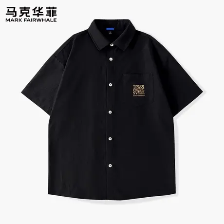 马克华菲冰丝短袖衬衫男士夏季新款宽松男装青少年夏天衬衣外套X图片