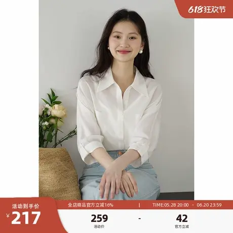 嘉茱莉经典百搭长袖衬衫女2025新款夏季薄款衬衣宽松显瘦气质上衣商品大图