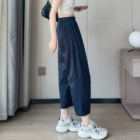 日系哈伦裤女夏季薄款高腰宽松显瘦小个子八九分休闲大码老爹裤潮商品大图