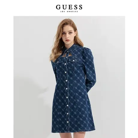 【38上新季】GUESS  女士气质修身质感派对牛仔纽扣连衣裙图片