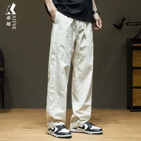 白色休闲裤子男垂感工装裤2024夏季新款百搭宽松大码秋冬直筒长裤图片