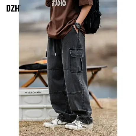 男士黑色牛仔裤男春季直筒2025新款裤子美式工装裤冲锋裤休闲长裤商品大图