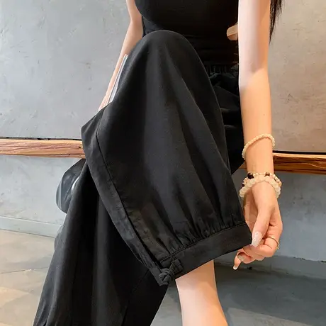 棉麻裤子日系山本裤奶奶裤女夏薄款哈伦萝卜九分裤休闲束脚灯笼裤商品大图