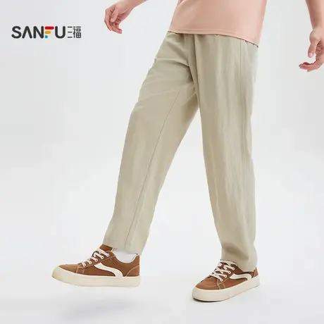 三福2025夏季男士九分休闲裤 都市宽松长裤橡筋腰头裤子504001商品大图