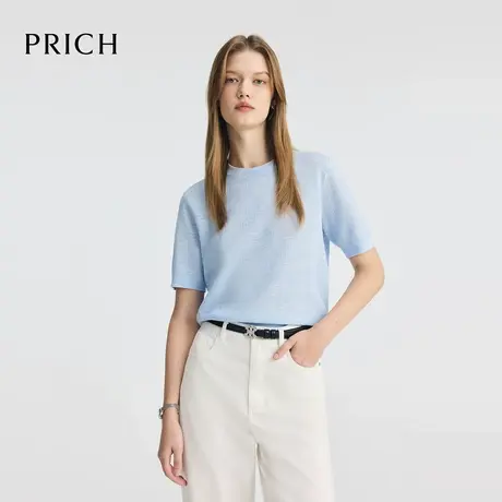 【超能小太阳】PRICH时尚圆领花纱针织衫2025夏新款短袖上衣女商品大图
