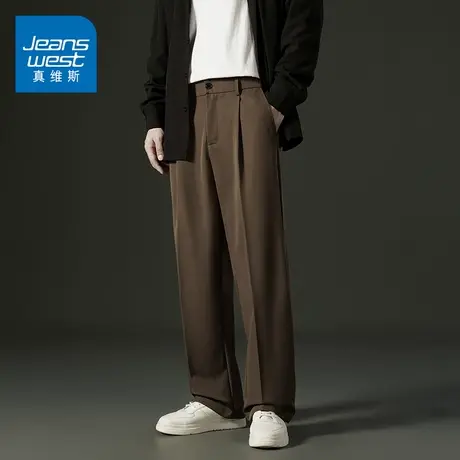 KZ真维斯潮牌垂感坠感西裤阔腿休闲长裤男士宽松直筒男裤子春秋季图片