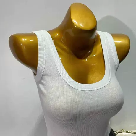 INS网红款纯色百搭U领显瘦无袖打底背心 纯棉遮副乳高腰短款上衣图片