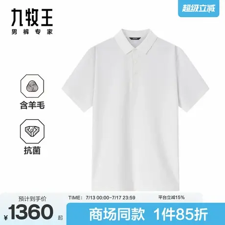 [商场同款]九牧王男装2025春夏新款抗菌凉感羊毛男款短袖polo衫图片