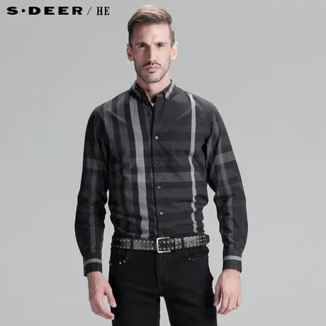 【上新】sdeerhe圣迪奥专柜正品男春纯棉格子商务长袖衬衫3370505图片