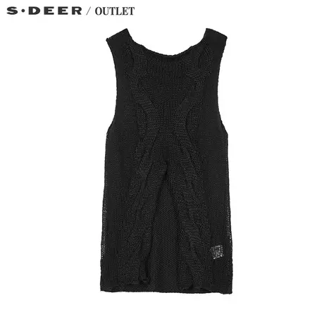 s.deer【新品】圣迪奥女装秋装立体层次麻花女针织背心S15383524图片
