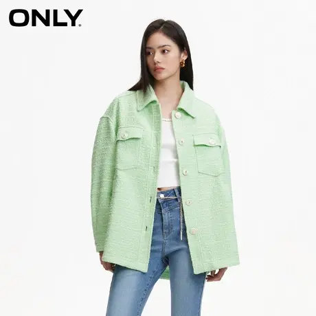 ONLY奥莱夏季通勤风粗花呢单排扣翻领宽松外套女商品大图