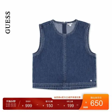 GUESS25年新款夏季女士百搭背后拉链设计款牛仔马甲上衣-YP2D2285商品大图