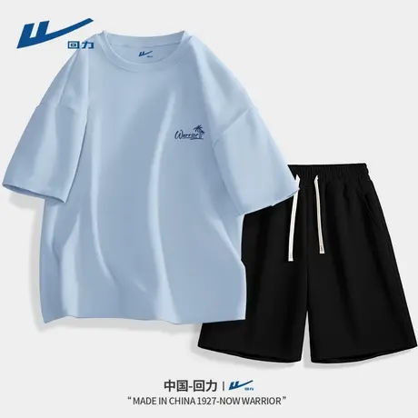 回力男士运动套装2025新款夏季宽松透气短裤男款纯棉短袖T恤薄款图片