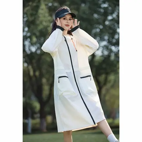 唐狮夏季新款女防晒外套长款白色拉链连帽户外透气防紫外线官方图片