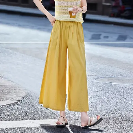 时尚气质休闲裤2025年夏季新款女宽松高腰显瘦百搭阔腿九分裤商品大图
