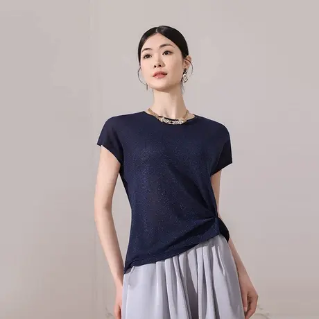 希区瑞普2025夏薄款短袖圆领打底宽松上衣针织衫商品大图