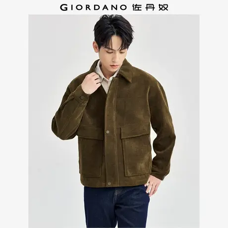 佐丹奴外套男装雪尼尔工装口袋宽松翻领夹克外套 01074690图片