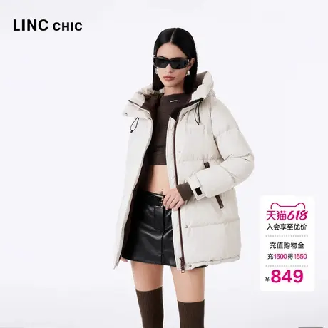 LINCCHIC金羽杰羽绒服女中长款秋冬新款羽绒服连帽面包服23803326商品大图