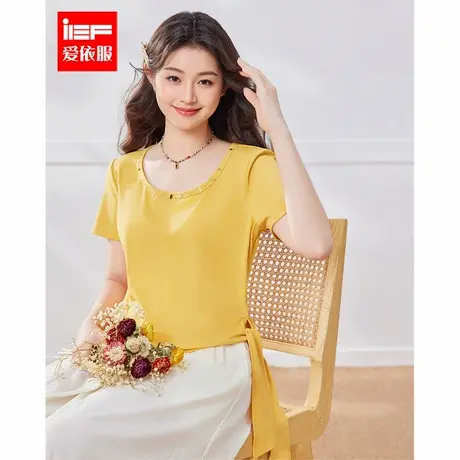 IEF/爱依服【微胖】大码女装T恤2025夏季新款设计感通勤纯欲上衣图片