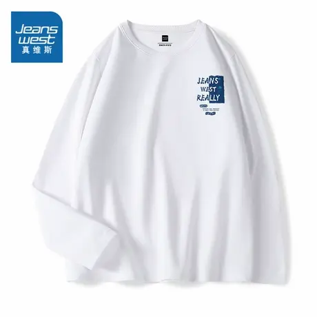 JR真维斯男装秋冬季男式时尚休闲纯棉圆领印花长袖T恤衫男款衣服商品大图