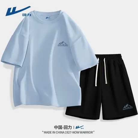 回力男装一套搭配帅气2025新款工装短裤男士夏季跑步运动套装男D图片