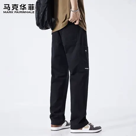 马克华菲夏季休闲裤男士2025新款青少年美式宽松直筒工装裤子潮X商品大图