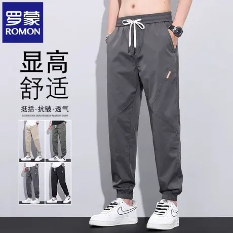 罗蒙夏季薄款工装裤男美式潮牌宽松潮流拼接男士束脚休闲裤子N1Z图片