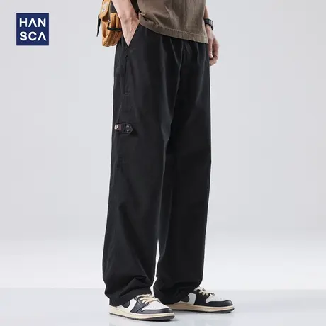 hansca美式复古男士休闲裤春季2024新款长裤宽松直筒潮牌纯棉裤子商品大图
